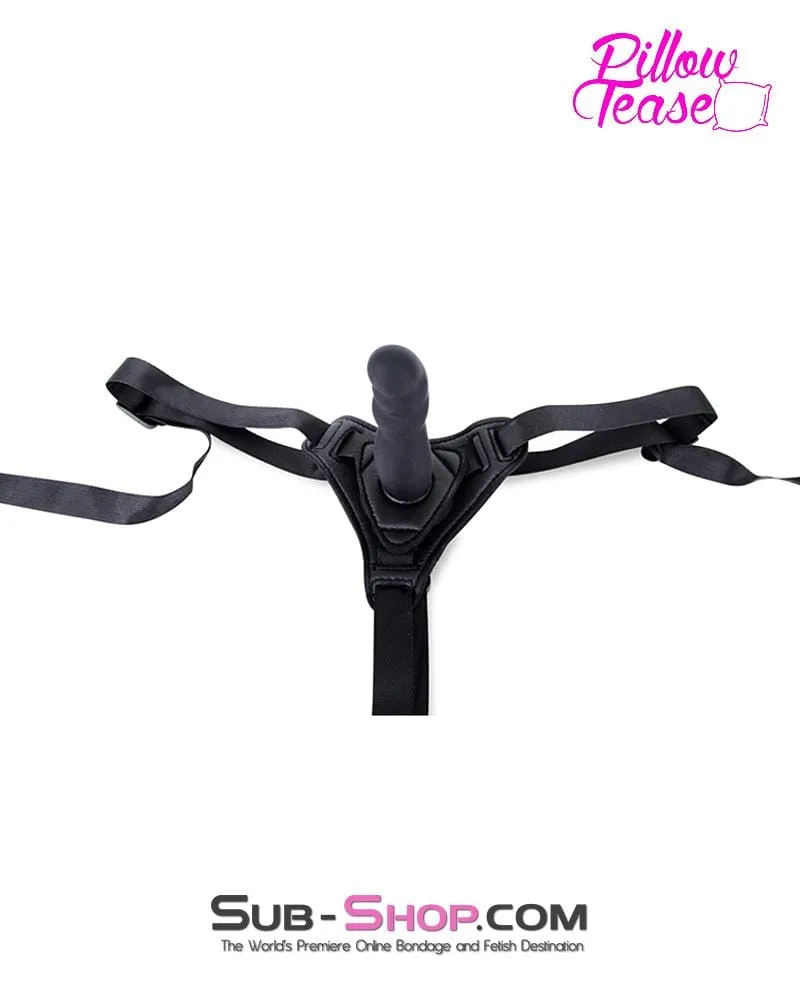 0588E-SIS      Sissy Slave Trainer Mistress Sessions Black Ridged P-Spot Silicone Pegging Strap On Dildo and Comfort Harness Set