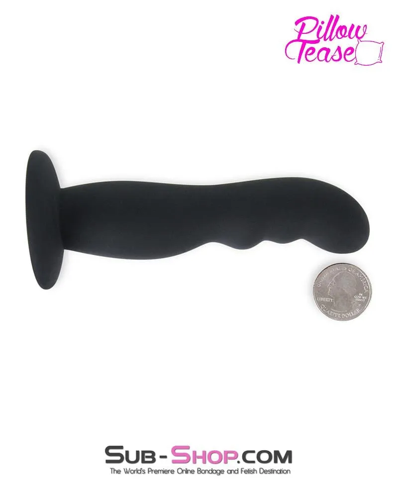 0588E-SIS      Sissy Slave Trainer Mistress Sessions Black Ridged P-Spot Silicone Pegging Strap On Dildo and Comfort Harness Set