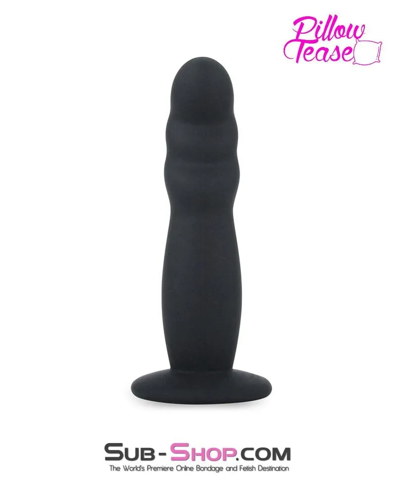 0588E-SIS      Sissy Slave Trainer Mistress Sessions Black Ridged P-Spot Silicone Pegging Strap On Dildo and Comfort Harness Set