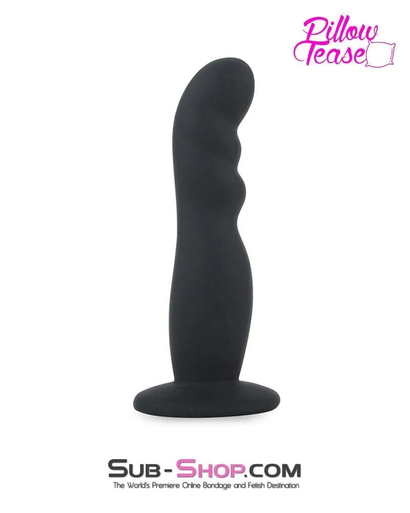 0588E-SIS      Sissy Slave Trainer Mistress Sessions Black Ridged P-Spot Silicone Pegging Strap On Dildo and Comfort Harness Set