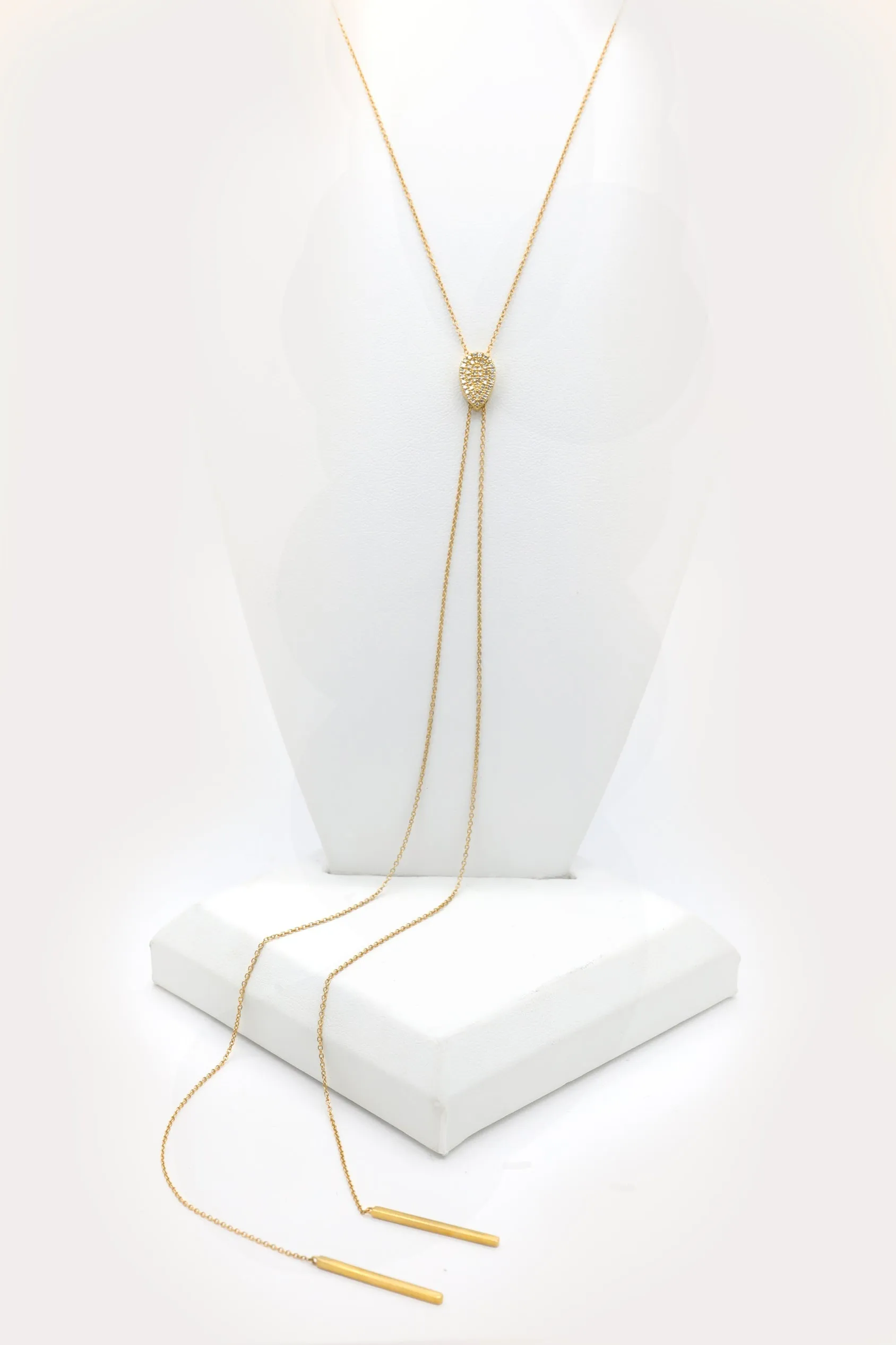 14k Yellow Gold Diamond Lariat Necklace