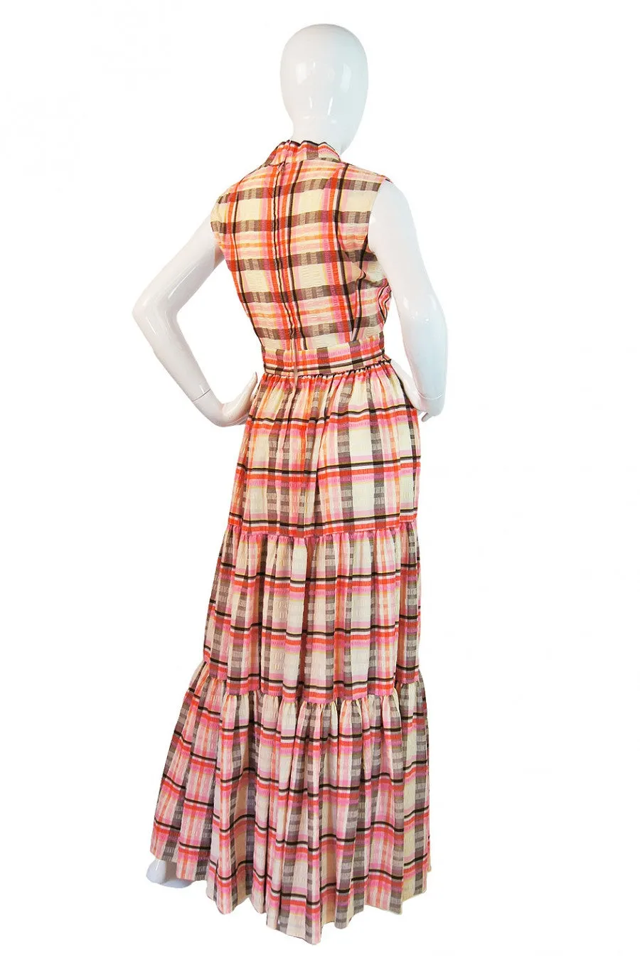 1960s Fab Seersucker Victor Costa Maxi