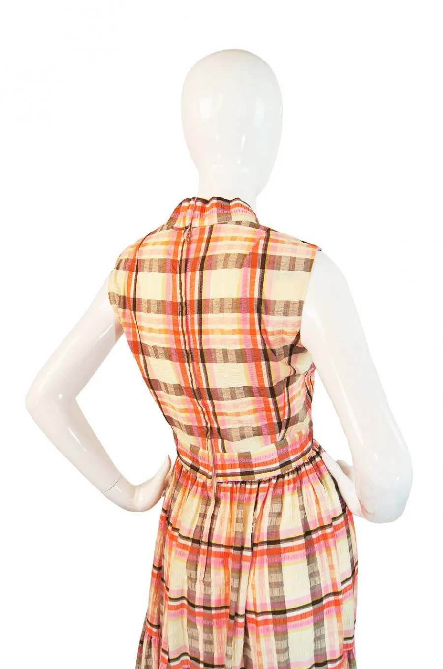 1960s Fab Seersucker Victor Costa Maxi