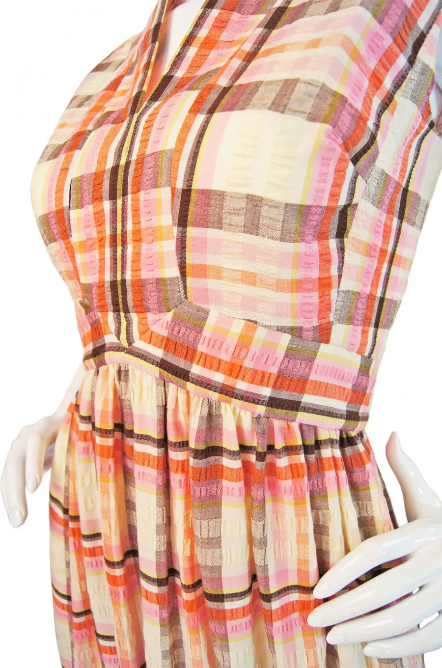 1960s Fab Seersucker Victor Costa Maxi