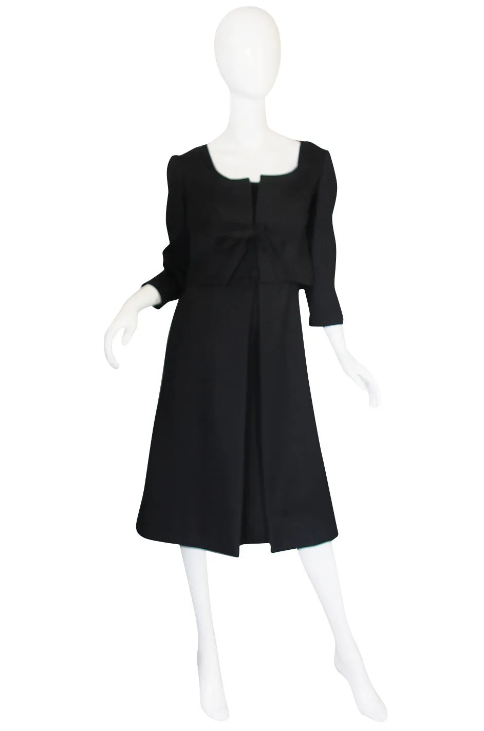 1960s Nina Ricci Black Silk Shift Dress & Jacket