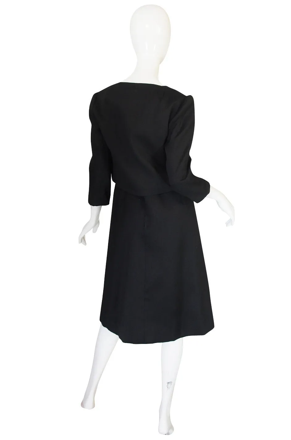 1960s Nina Ricci Black Silk Shift Dress & Jacket