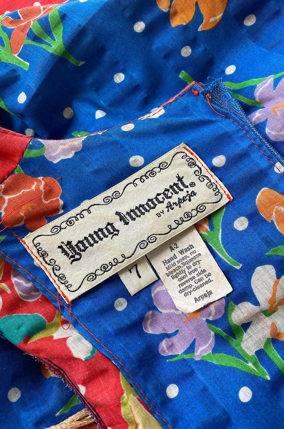 1960s Young Innocents by Arpeja Cotton Floral Print Caftan Dress