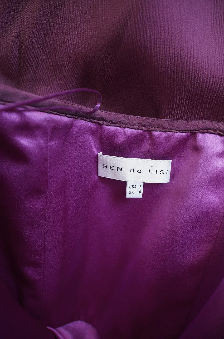 1990s Ben de Lisi One Shoulder Aubergine Silk Chiffon Dress