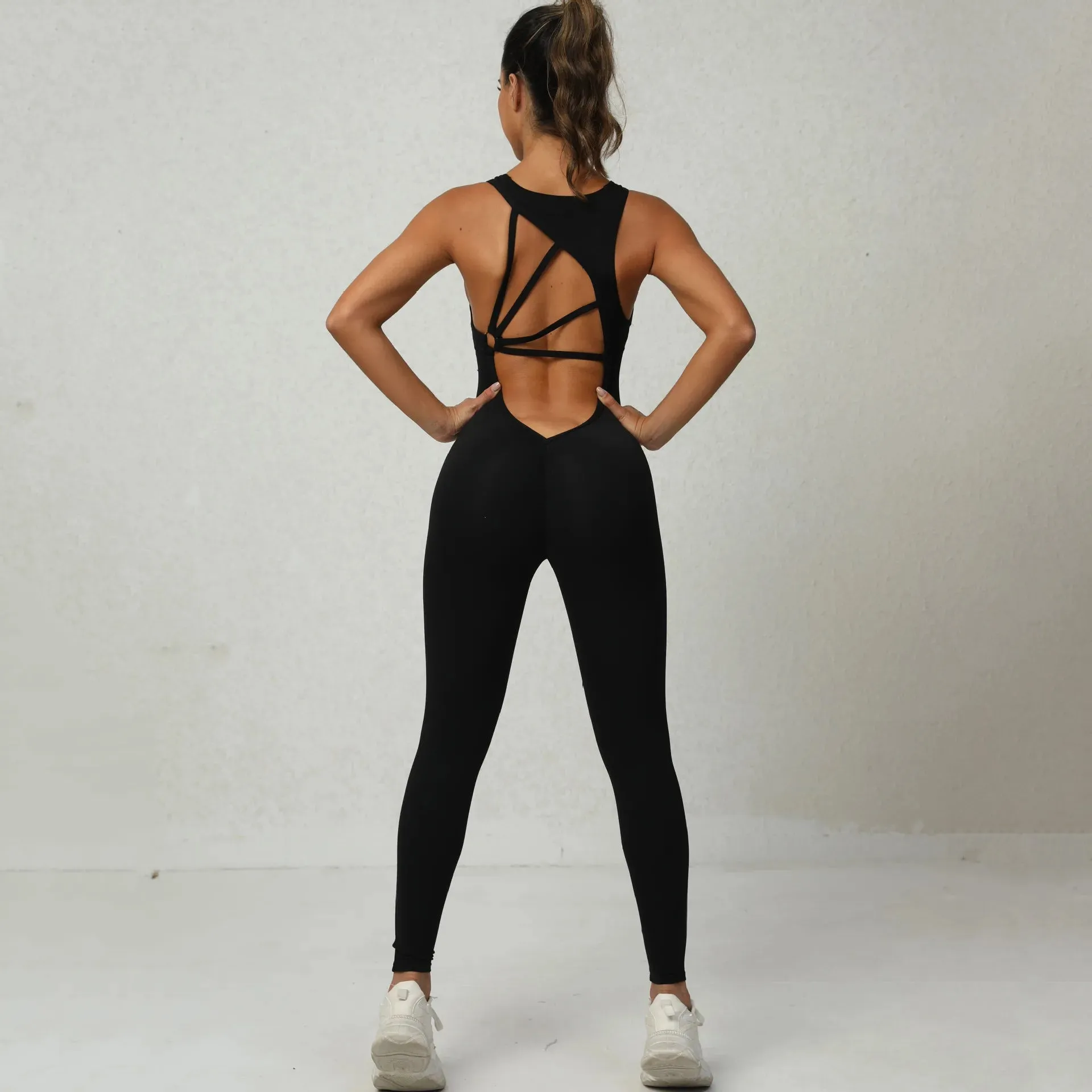 2023 Thick Pad Jumpsuit Sport Women Yoga Set Bodysuit For Fitness Wear Gym Sportswear High Elastic Workout Running Clothes