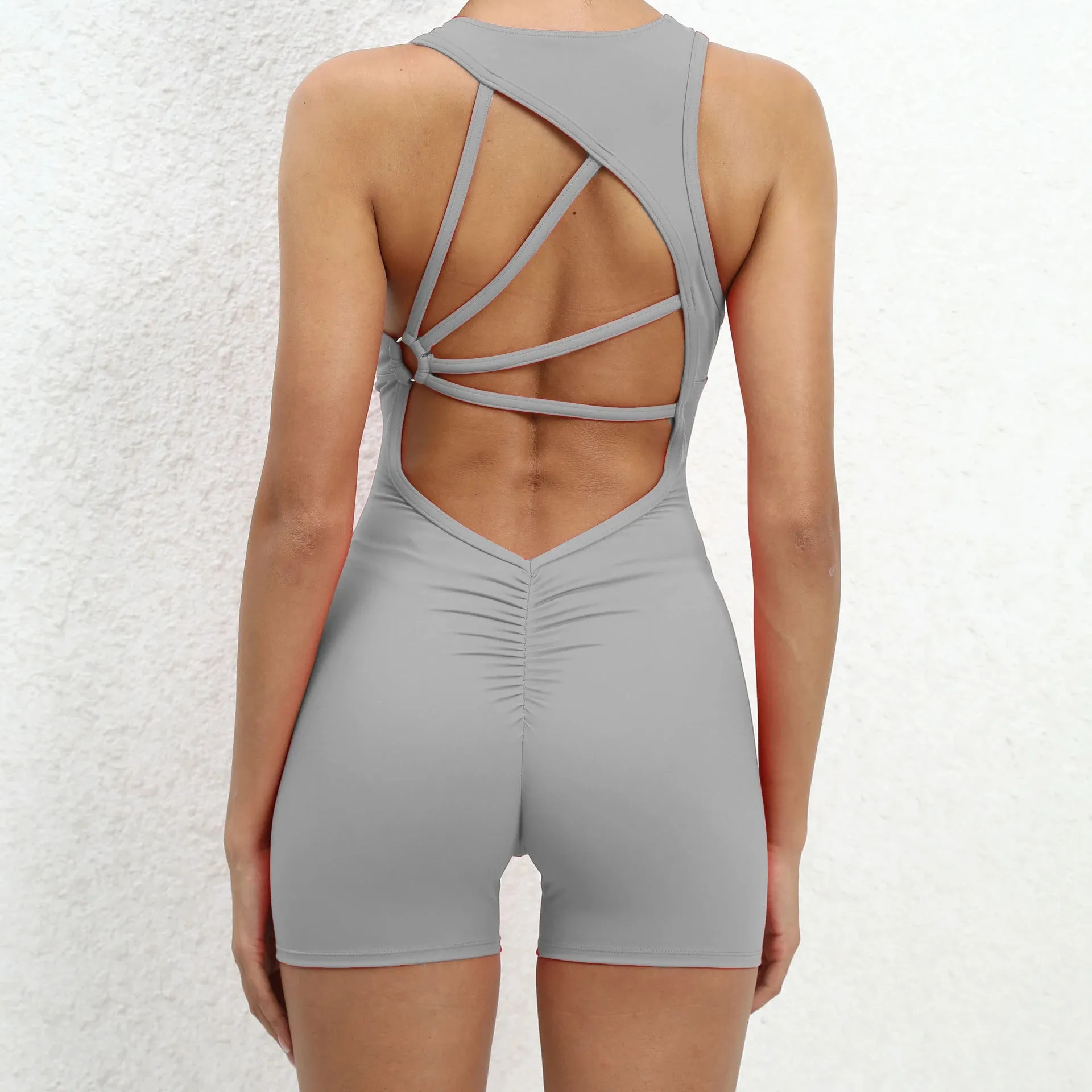 2023 Thick Pad Jumpsuit Sport Women Yoga Set Bodysuit For Fitness Wear Gym Sportswear High Elastic Workout Running Clothes