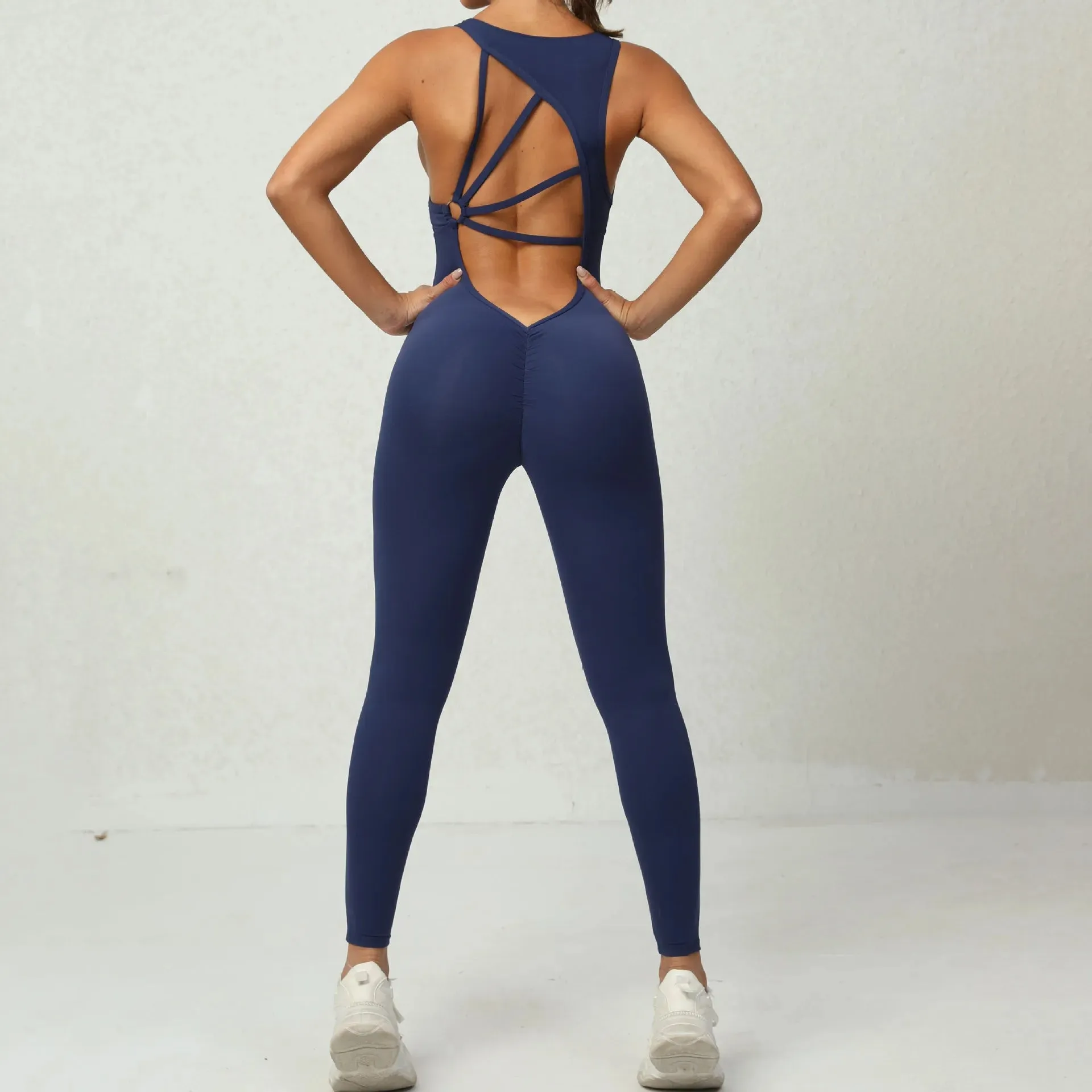 2023 Thick Pad Jumpsuit Sport Women Yoga Set Bodysuit For Fitness Wear Gym Sportswear High Elastic Workout Running Clothes