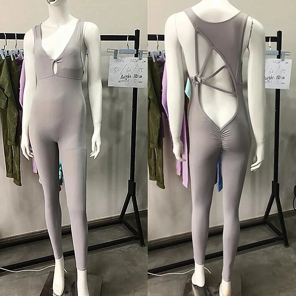 2023 Thick Pad Jumpsuit Sport Women Yoga Set Bodysuit For Fitness Wear Gym Sportswear High Elastic Workout Running Clothes