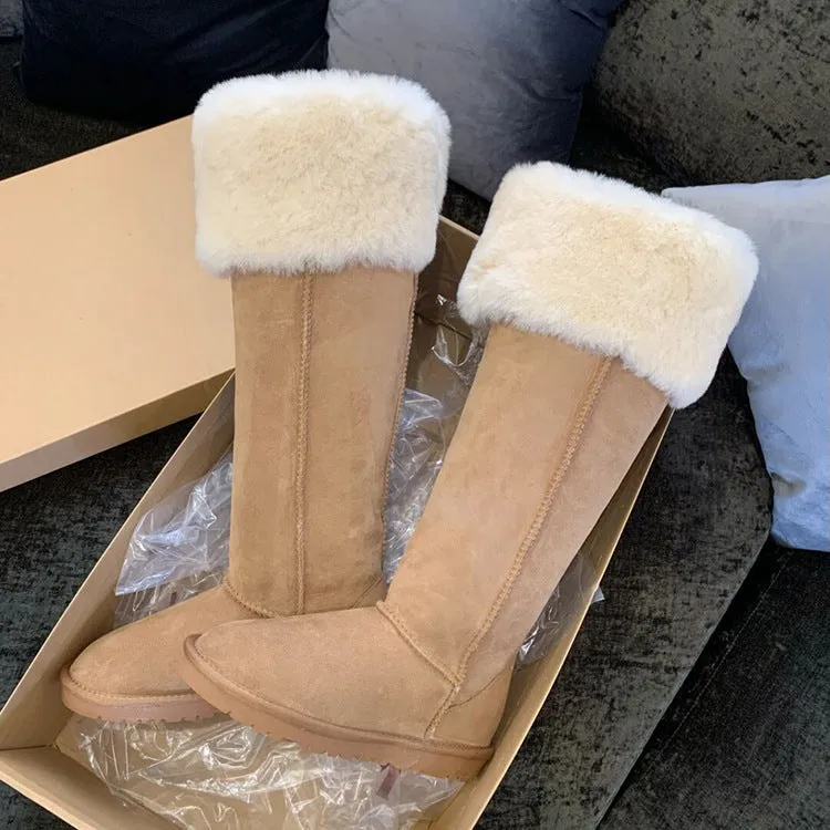 2025  In popular, Zhou Dongyu will wear the same integrated snow boots for women, two thickened high cotton boots, and knee boots.