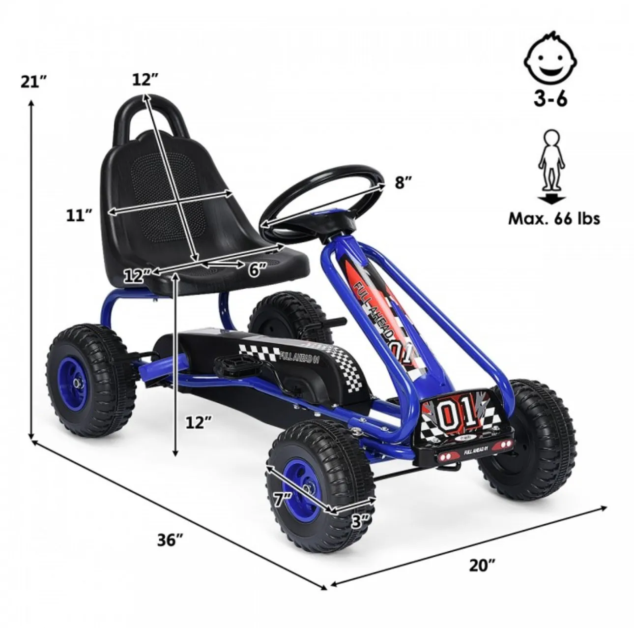 2025 Super Cool Upgraded 4 Wheel Pedal Powered GoKart Ride On Car | Adjustable Seat | Heavy Duty Seat | Enclosed Chain For Safety