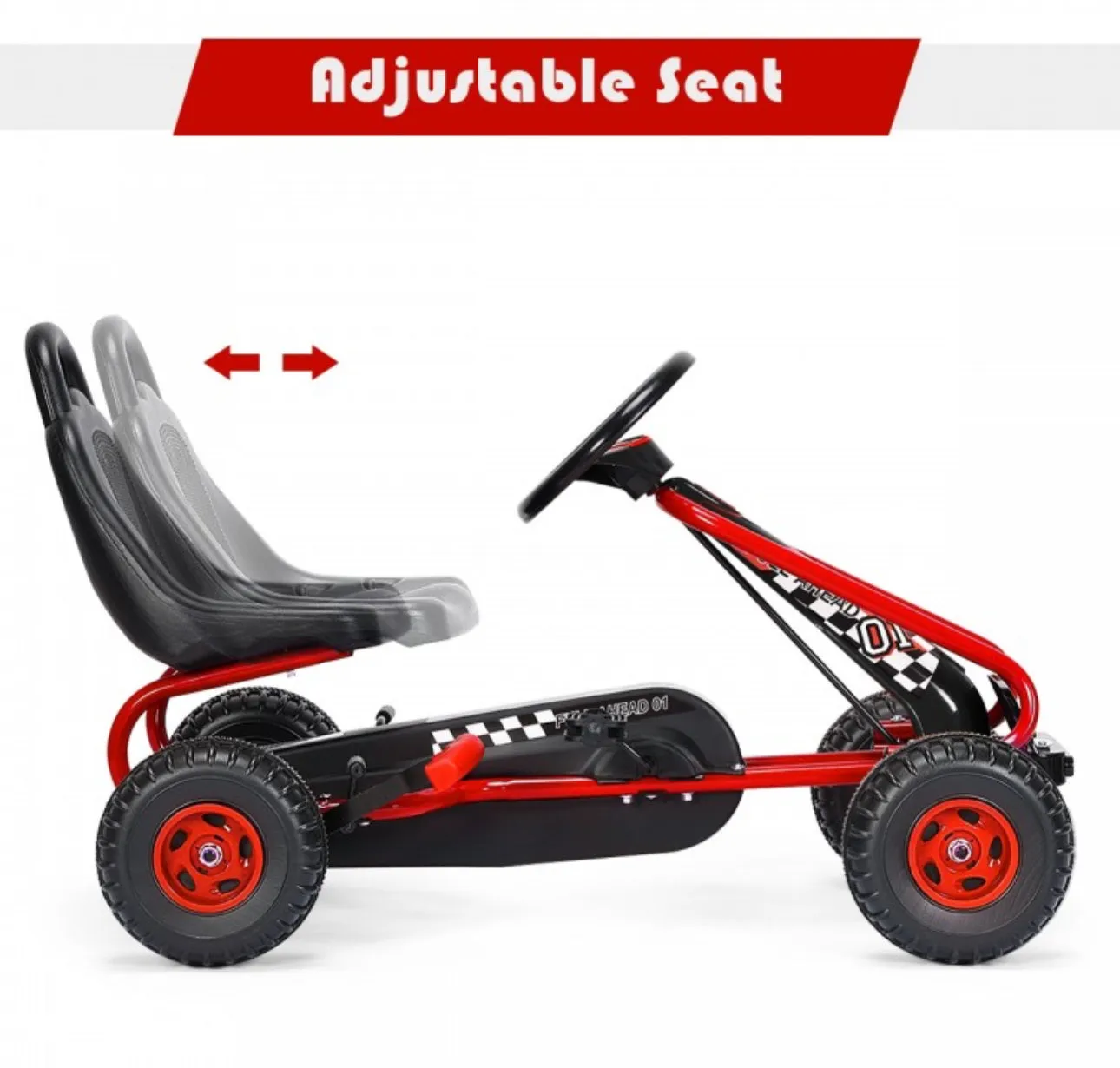 2025 Super Cool Upgraded 4 Wheel Pedal Powered GoKart Ride On Car | Adjustable Seat | Heavy Duty Seat | Enclosed Chain For Safety