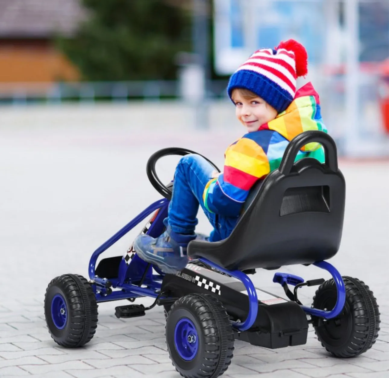 2025 Super Cool Upgraded 4 Wheel Pedal Powered GoKart Ride On Car | Adjustable Seat | Heavy Duty Seat | Enclosed Chain For Safety