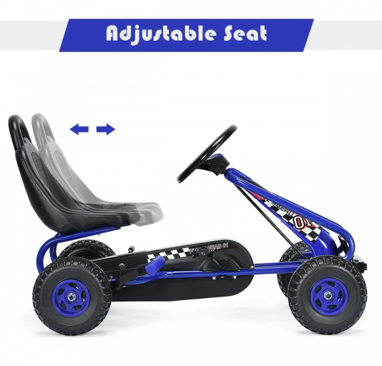 2025 Super Cool Upgraded 4 Wheel Pedal Powered GoKart Ride On Car | Adjustable Seat | Heavy Duty Seat | Enclosed Chain For Safety