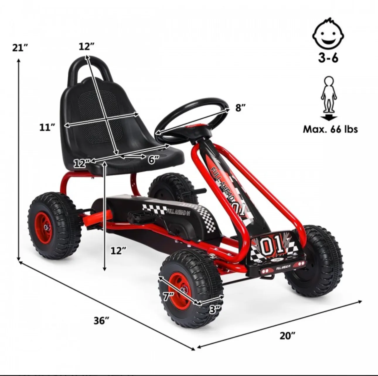2025 Super Cool Upgraded 4 Wheel Pedal Powered GoKart Ride On Car | Adjustable Seat | Heavy Duty Seat | Enclosed Chain For Safety