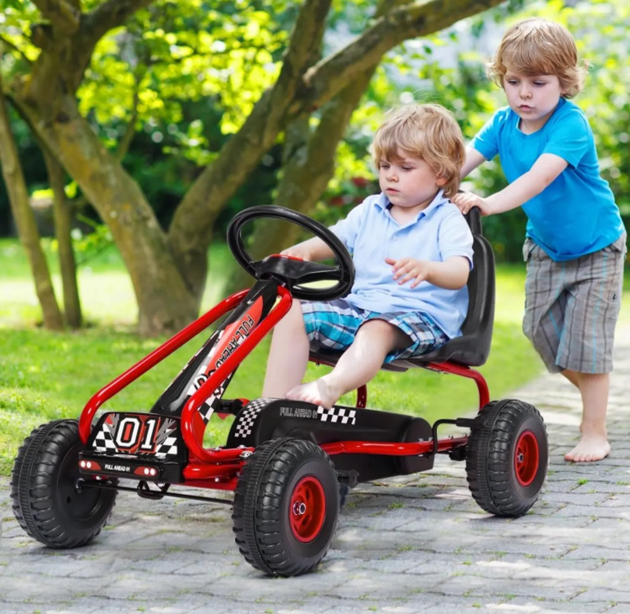 2025 Super Cool Upgraded 4 Wheel Pedal Powered GoKart Ride On Car | Adjustable Seat | Heavy Duty Seat | Enclosed Chain For Safety