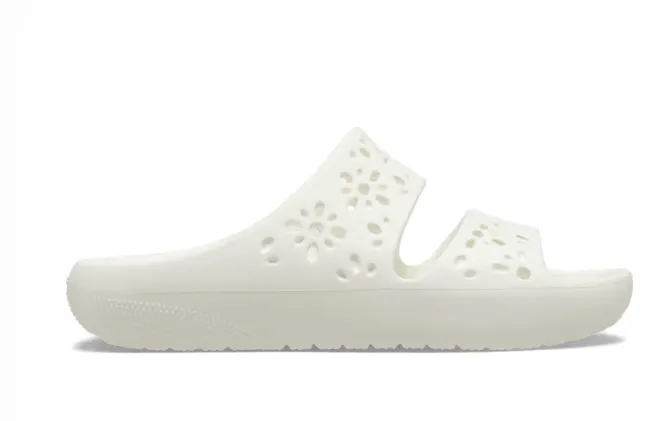 210966-OWV Croc's Classic Floral Cut Out Sandal Chalk