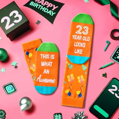 23 Year Old Girl Boy Gifts, Gifts for 23 Year Old Woman Man Female Male, Birthday Socks for Her Him