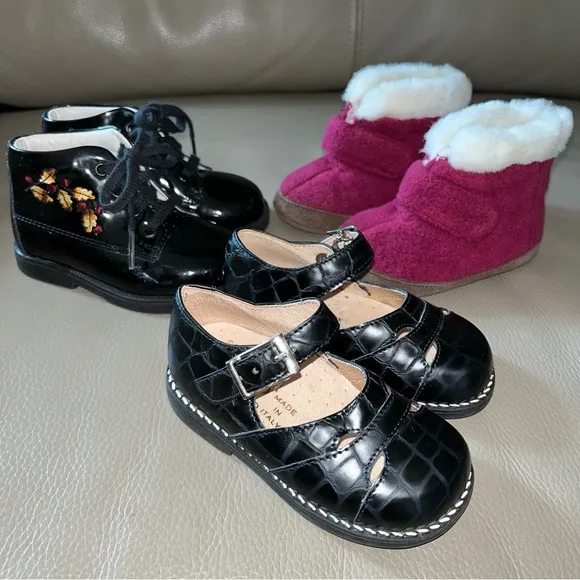 3 Girls Toddler (BOOTS, MARY JANES, SLIPPERS) ELEFANTEN, NATURINO, GAP sz US 4-5