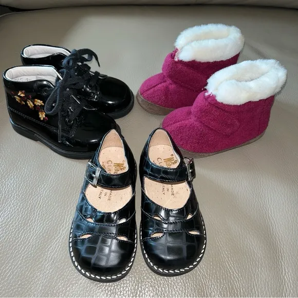 3 Girls Toddler (BOOTS, MARY JANES, SLIPPERS) ELEFANTEN, NATURINO, GAP sz US 4-5