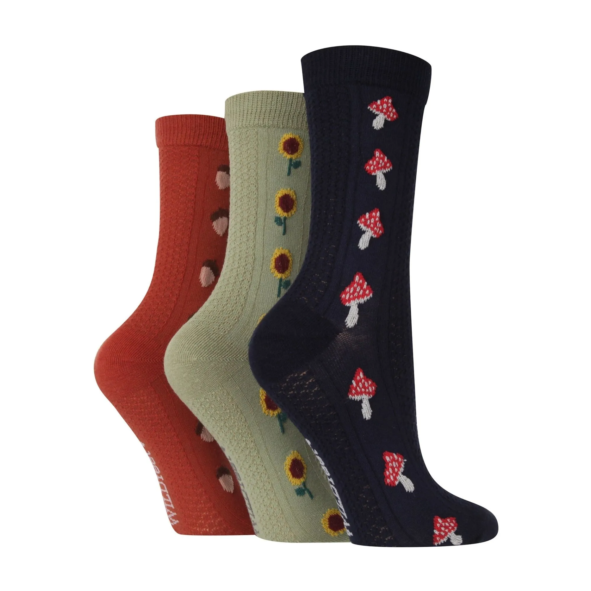 3 Pack Ladies Fashionable Texture Knit Cotton Socks