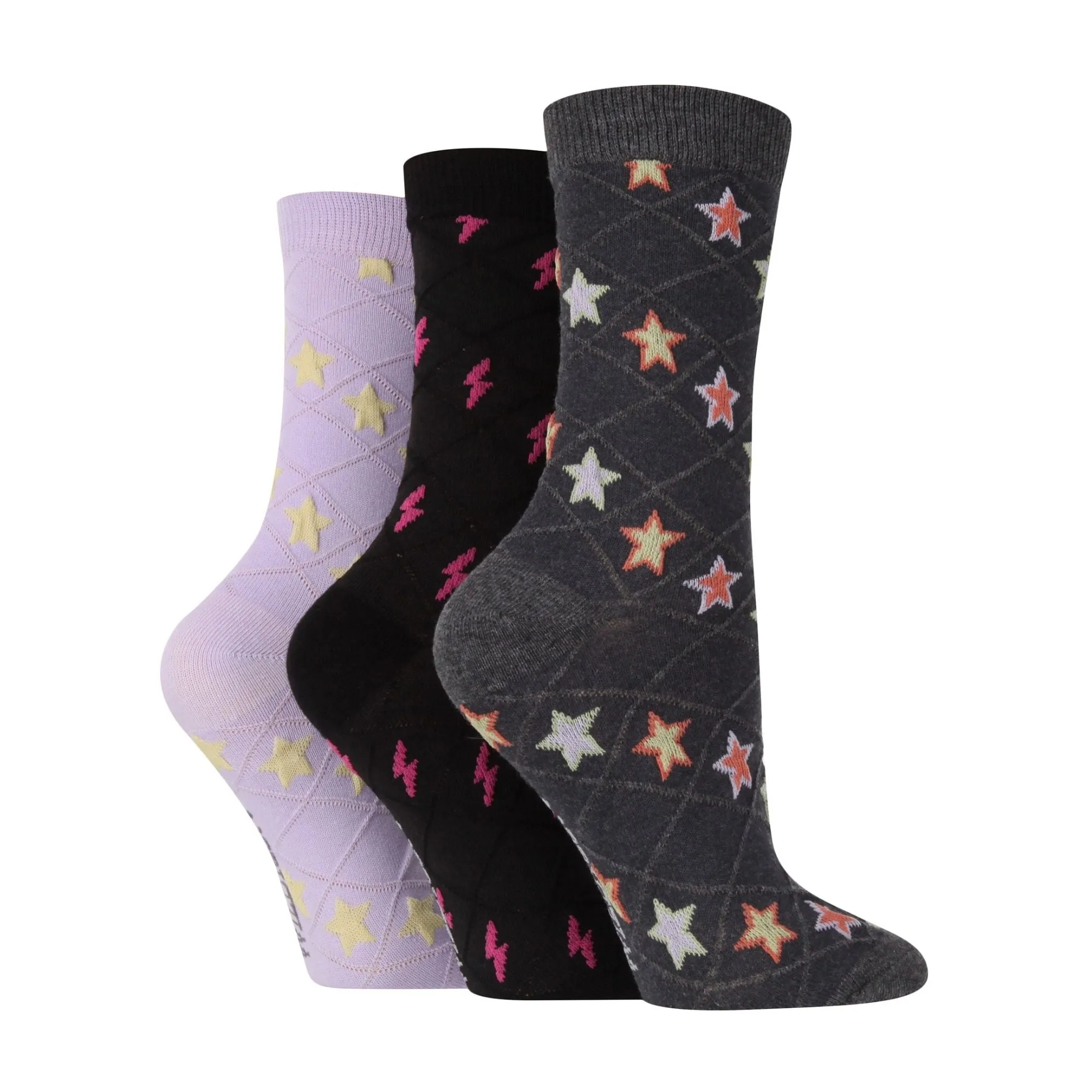 3 Pack Ladies Fashionable Texture Knit Cotton Socks