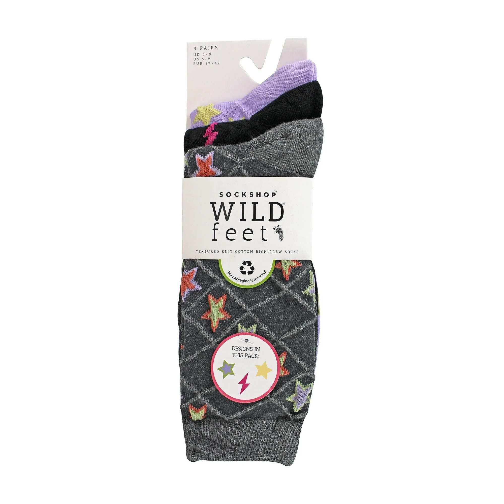 3 Pack Ladies Fashionable Texture Knit Cotton Socks
