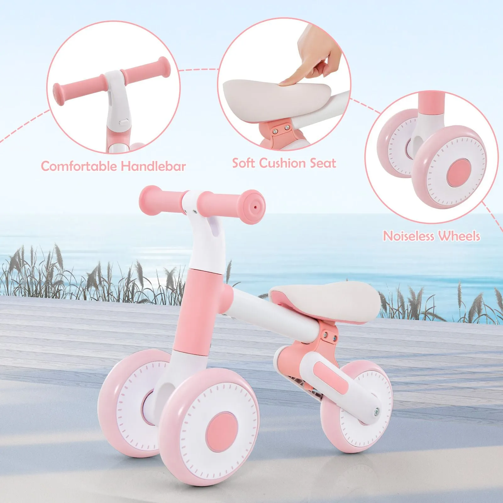 3 Wheel Push Along Training Bike | Balance Bike | Adjustable Seat Height | 2 Colours | 1-3 Years