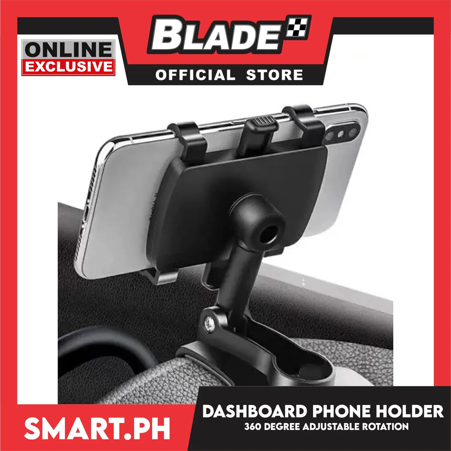 360 Degree Rotation Car Dashboard Mobile Phone Holder (Black)