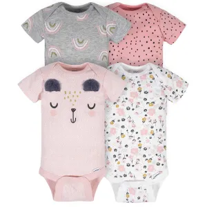 4-Pack Baby Girls Bear Short Sleeve Onesies® Bodysuits