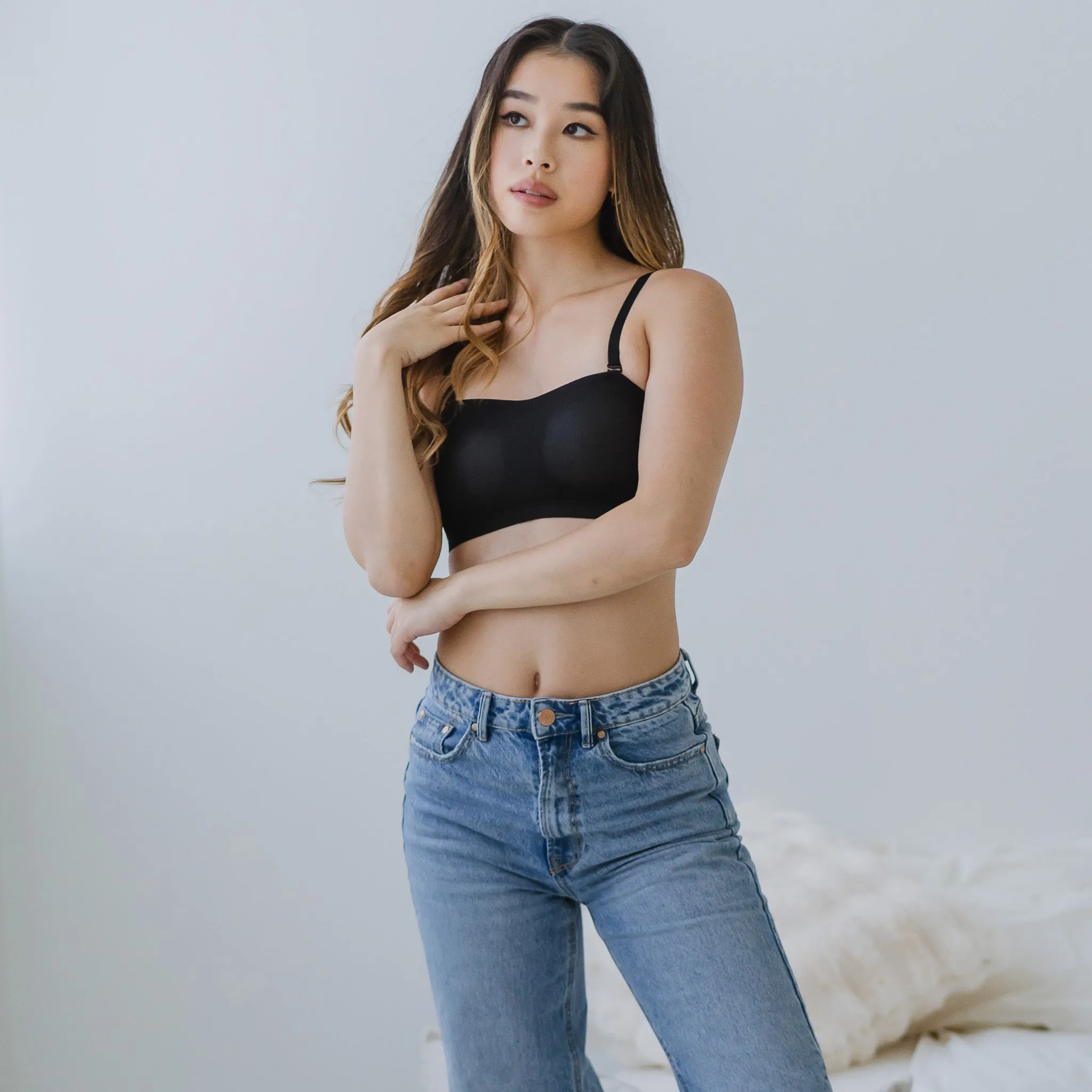 5D Ultra-Ventilation Lightweight Wireless Bandeau (In-built Padding) in Pearl Black (Size S Only)