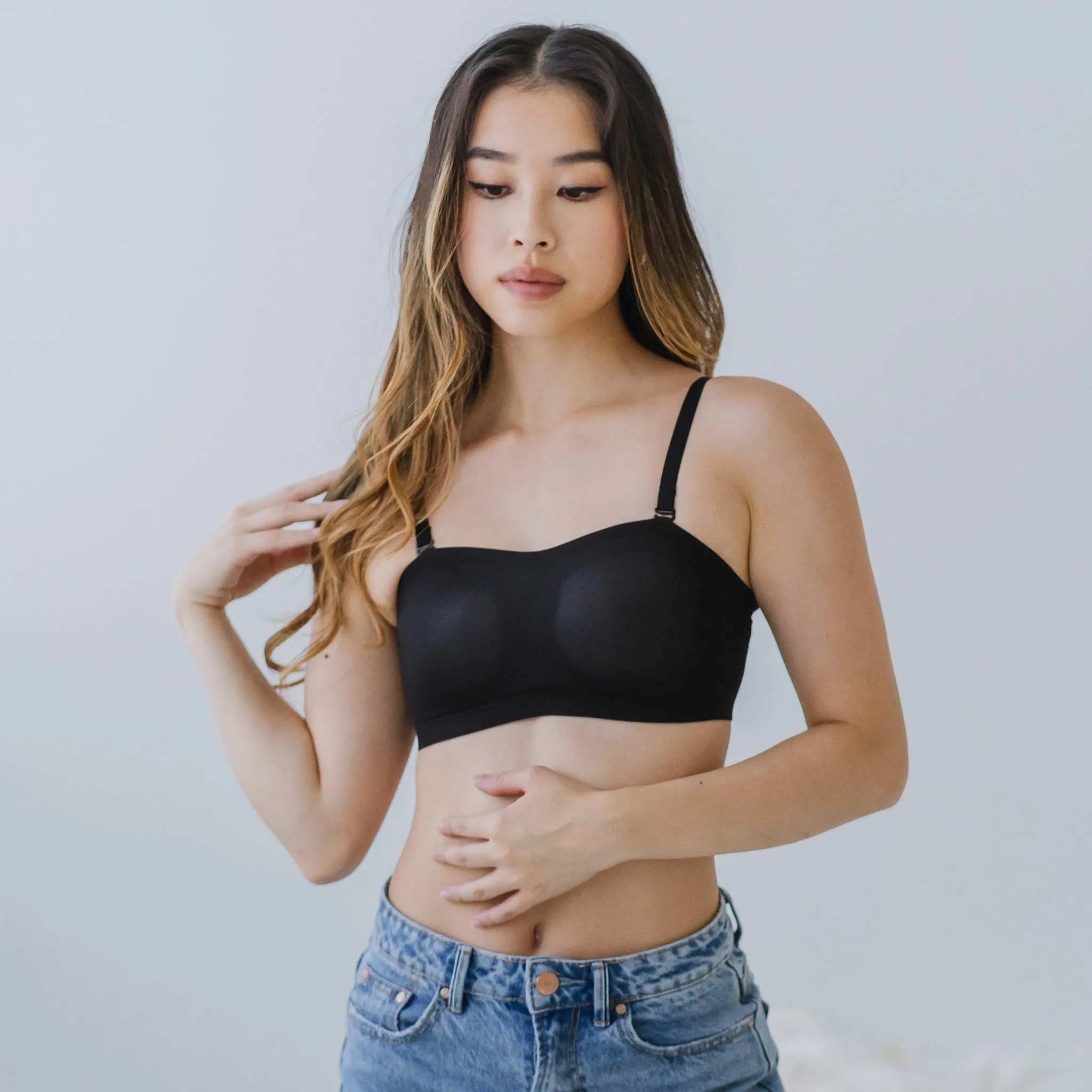 5D Ultra-Ventilation Lightweight Wireless Bandeau (In-built Padding) in Pearl Black (Size S Only)