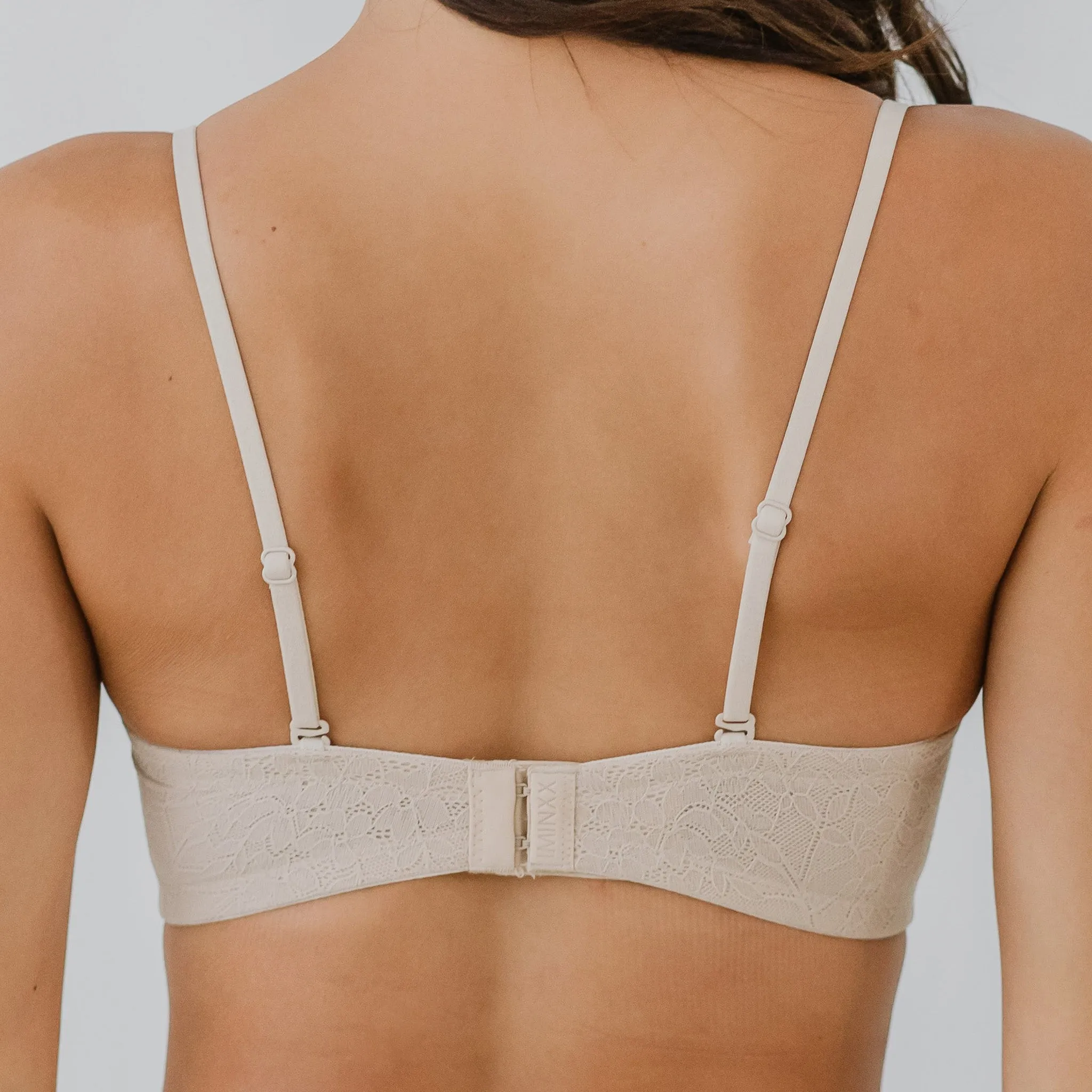 5th Gen! Lace 100% Non-Slip Strapless Wireless Bra in Almond Nude