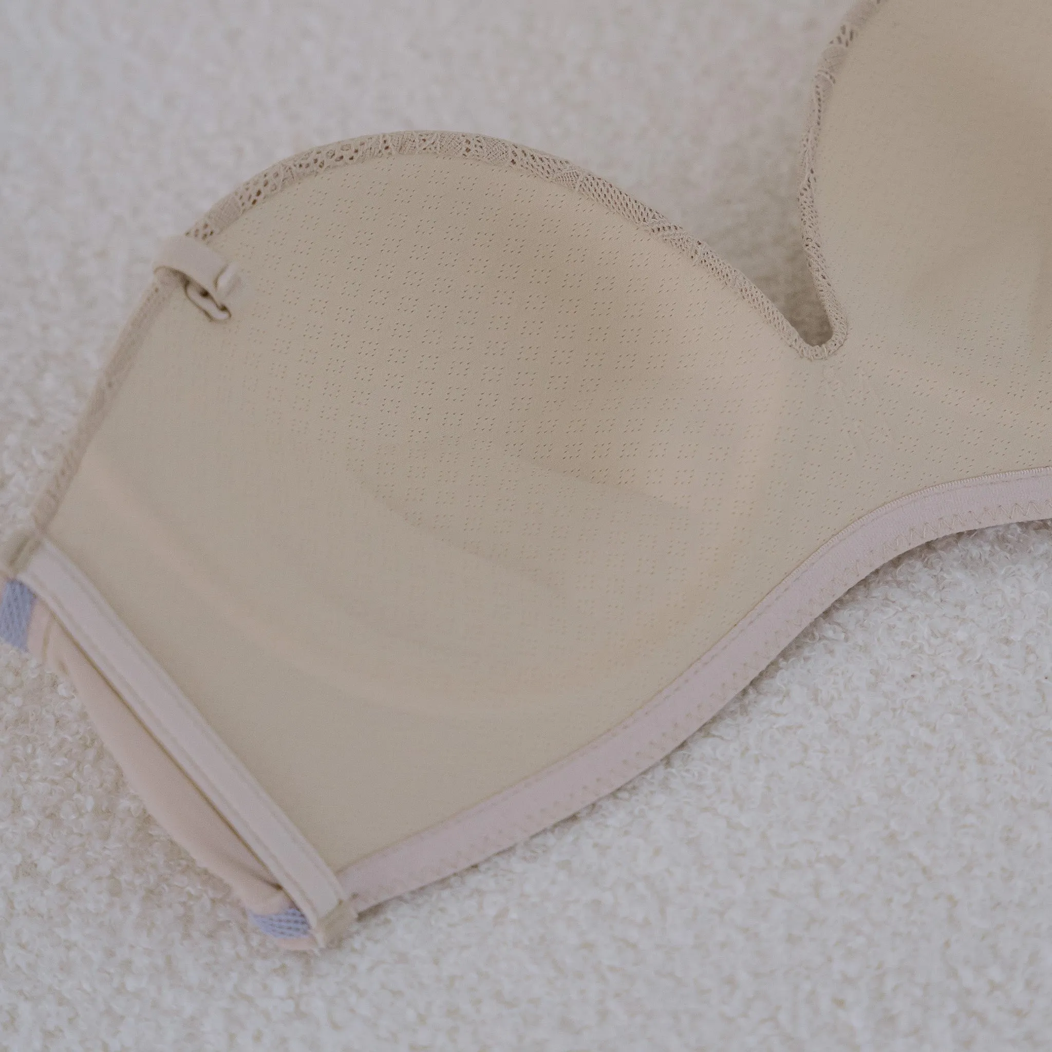 5th Gen! Lace 100% Non-Slip Strapless Wireless Bra in Almond Nude