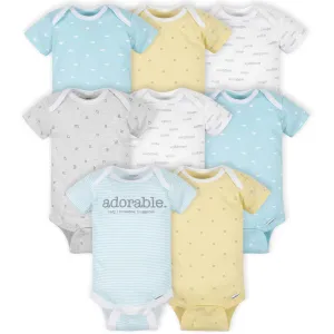 8-Pack Baby Neutral Words Short Sleeve Onesies® Bodysuits