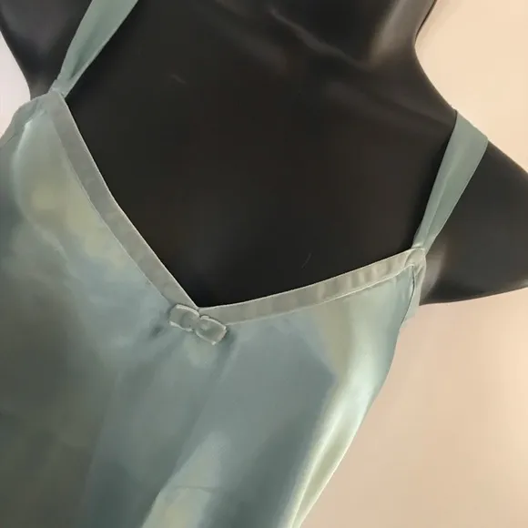 80s seafoam satin  Maxi slip dress with Robe Set Sz Sm