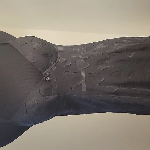 90s Victoria's Secret black heart sheer maxi slip dress