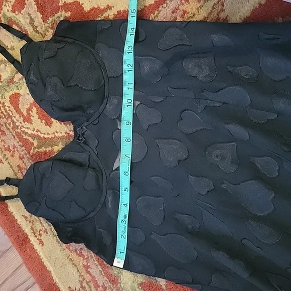 90s Victoria's Secret black heart sheer maxi slip dress