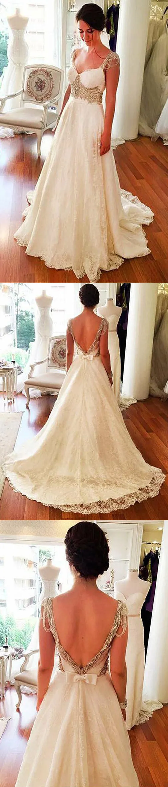 A Line Cheap Lace Sweetheart Long Bridal Beach Wedding Dresses, BGP259