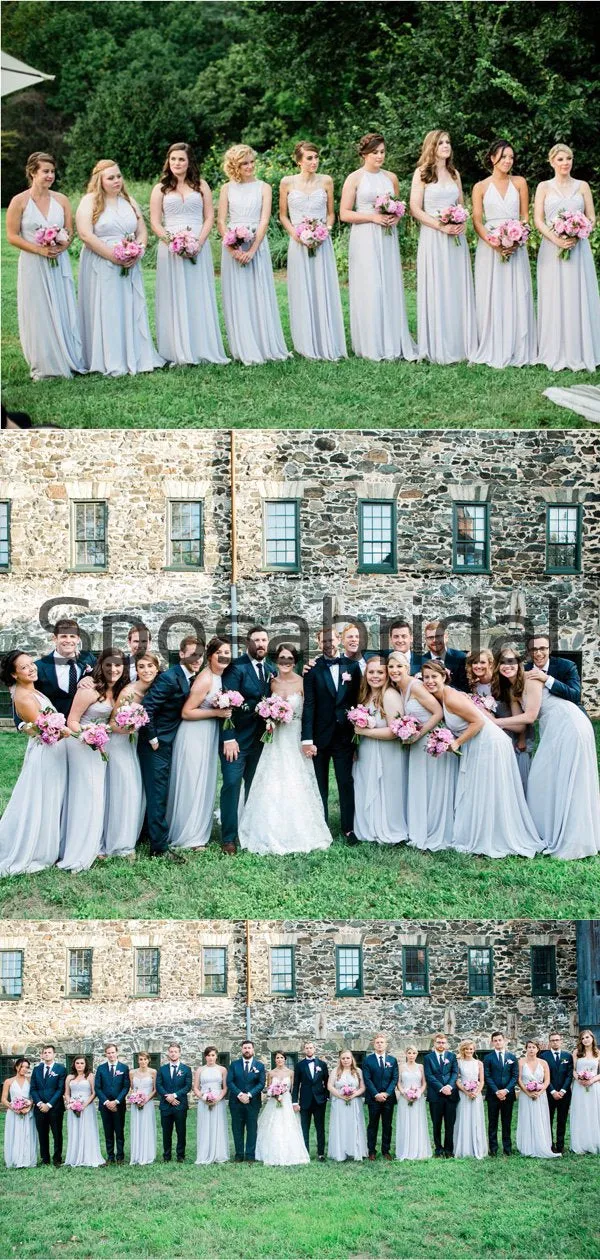 A-line Chiffon Mismatched Formal Long Bridesmaid Dresses WG827