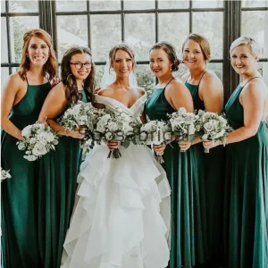 A-line Dark Green Cheap Beach Summer Bridesmaid Dresses WG843