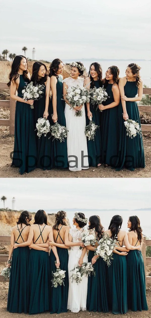 A-line Dark Green Cheap Beach Summer Bridesmaid Dresses WG843