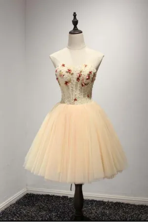 A-Line Short Sweetheart Homecoming Dress,Tulle Short Ball Gown Prom Dresses OK411