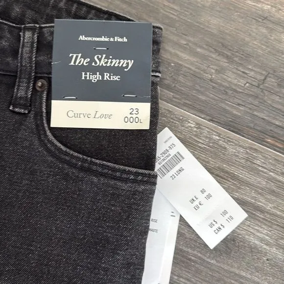Abercrombie Skinny High Rise Black Jean Size 23L Curve Love