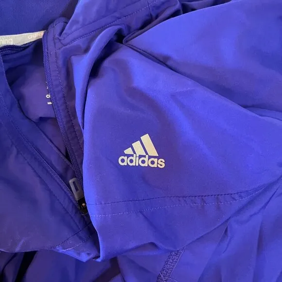 Adidas ClimaProof Running Blue Half-Zip Pullover Jacket Windbreaker L Polyester