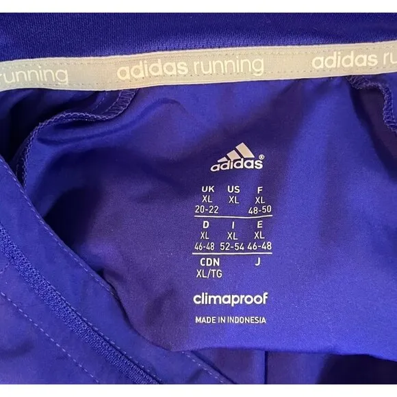 Adidas ClimaProof Running Blue Half-Zip Pullover Jacket Windbreaker L Polyester