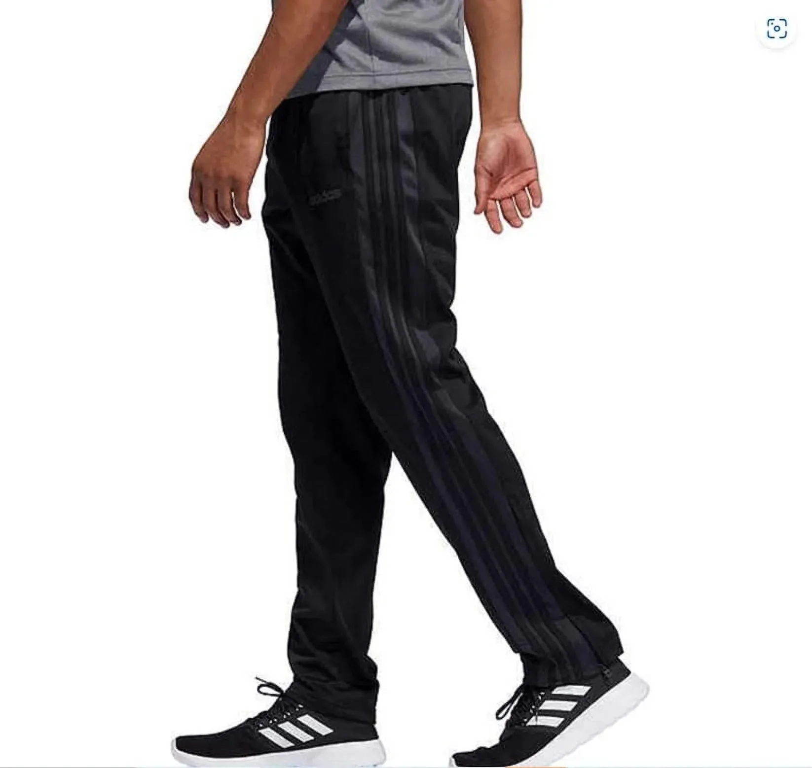 Adidas Men Sweatpants Ankle Zip Essentials 3 Stripes Tricot Jogger-Black
